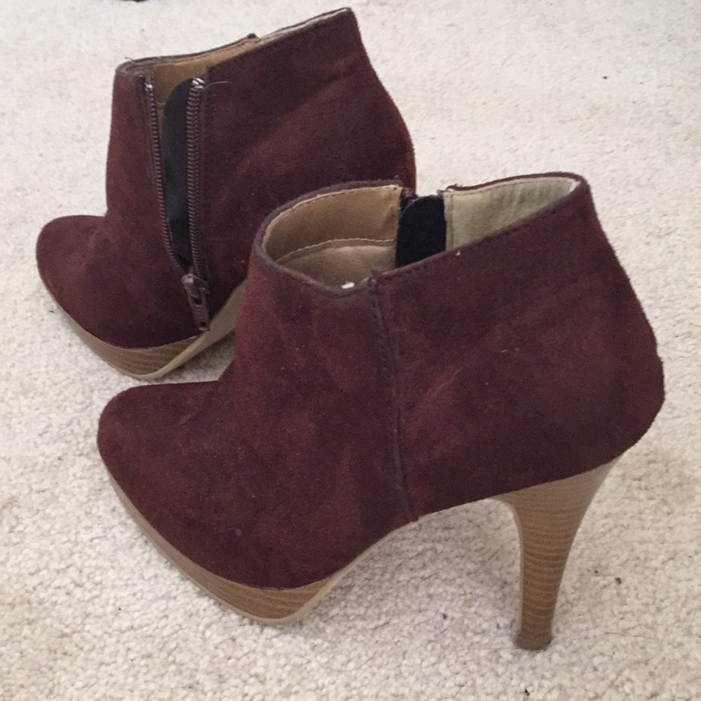 Brown suede booties. Size 5.